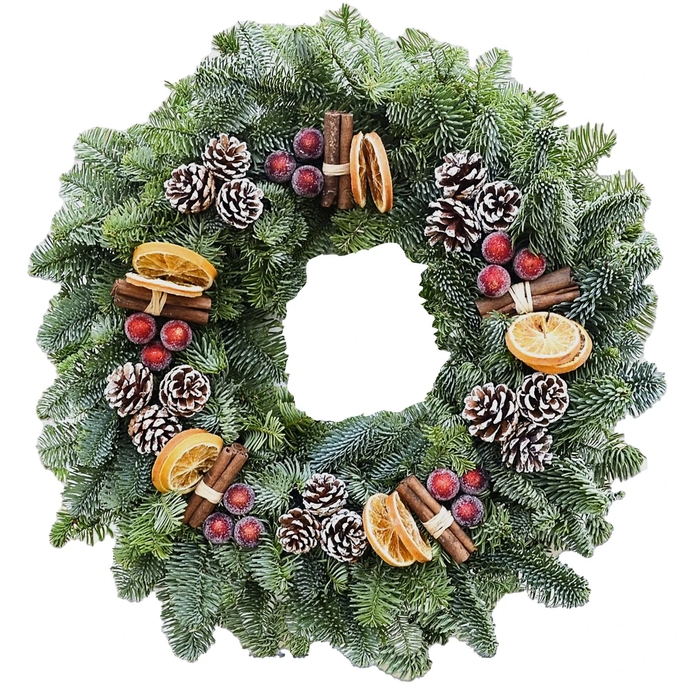 Luxury Natural Christmas Wreath (Cinnamon Spice, 14") 1 Luxury Natural Christmas Wreath (Cinnamon Spice, 14")